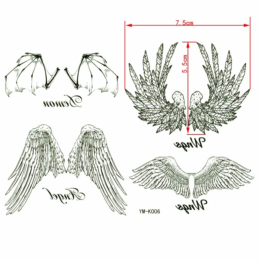 Angel Wings Waterproof Temporary Tattoos Stickers Men And Women Neck Back And Arm Tatoo Taty Henna Tattoo - Temporary Tattoos - AliExpress
